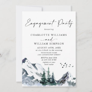 Elegant Watercolor Mountains Engagement Party  Invitation