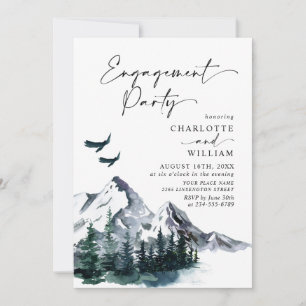 Elegant Watercolor Mountains Engagement Party  Invitation
