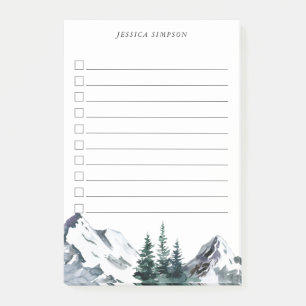 Elegant Watercolor Mountains Forest To-Do List  Post-it Notes