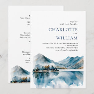 Elegant Watercolor Mountains Forest Wedding Invitation