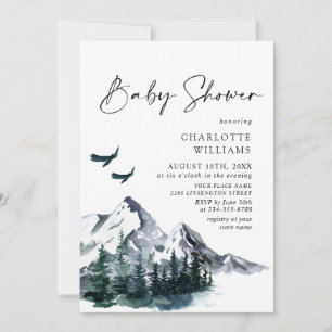Elegant Watercolor Mountains NEUTRAL Baby Shower  Invitation