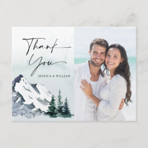 Elegant Watercolor Mountains PHOTO Thank You  Postcard