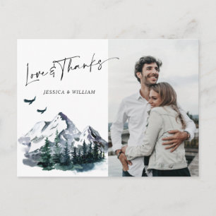 Elegant Watercolor Mountains Thank You Photo Postcard