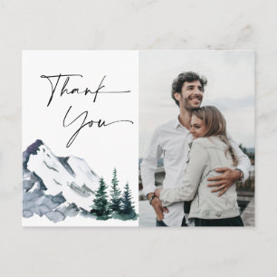 Elegant Watercolor Mountains Thank You Photo Postcard