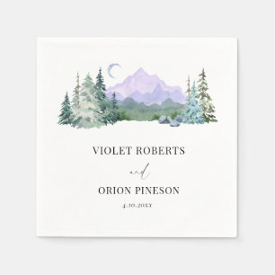 Elegant Watercolor Mountains Wedding Personalised Napkin