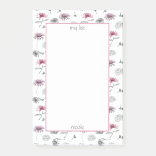 Elegant Watercolor Mums Floral Post-it Notes