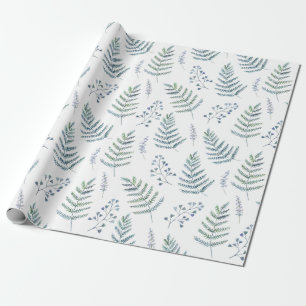 Elegant Watercolor Natural Forest Ferns Pattern Wrapping Paper