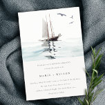 Elegant Watercolor Nautical Sailing Yacht Wedding Invitation<br><div class="desc">For any further customisation or any other matching items,  please feel free to contact me at yellowfebstudio@gmail.com</div>
