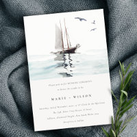 Elegant Watercolor Nautical Sailing Yacht Wedding