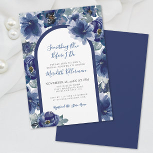 Elegant Watercolor Navy Blue Floral Bridal Shower Invitation