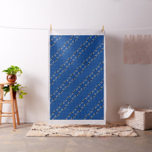 Elegant Watercolor Navy Blue Flowers Gold Pattern Fabric