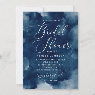 Elegant watercolor navy nautical bridal shower invitation