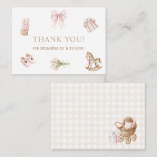 Elegant Watercolor Nursery Girl Beige Pink Toys Card