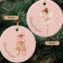 Elegant Watercolor Nutcracker Ballerina Ballet Ceramic Tree Decoration