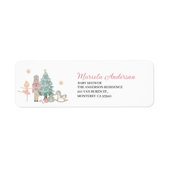 Elegant Watercolor Nutcracker Ballet Pink Christma (Front)