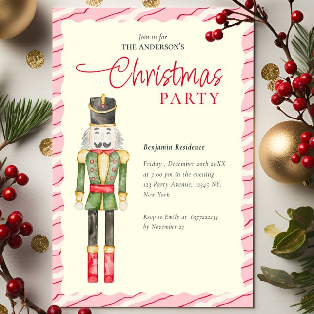 Elegant Watercolor Nutcrackers Christmas Party  Holiday Card (Creator Uploaded)