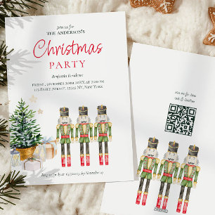Elegant Watercolor Nutcrackers Christmas Party Holiday Card
