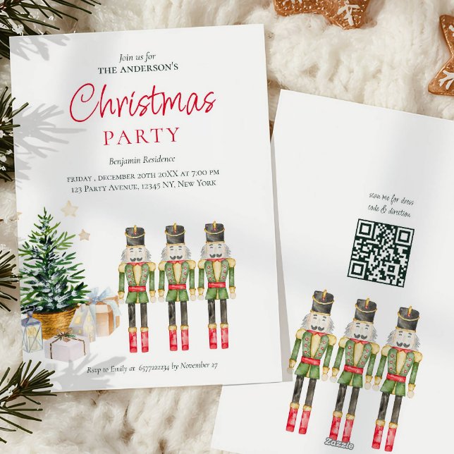 Elegant Watercolor Nutcrackers Christmas Party  Holiday Card (Creator Uploaded)