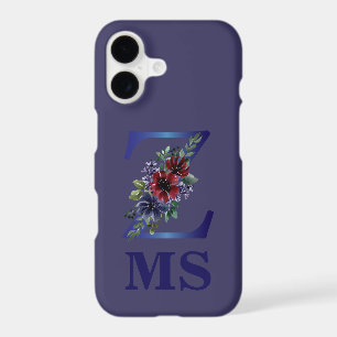 elegant watercolor of a Red & blue floral bouquet
