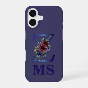 elegant watercolor of a Red & blue floral bouquet iPhone 16 Case
