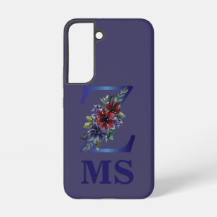 elegant watercolor of a Red & blue floral bouquet Samsung Galaxy Case