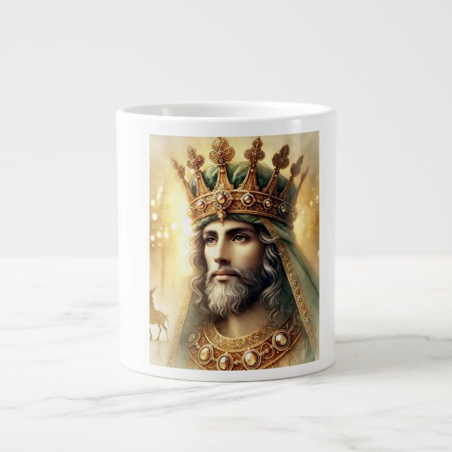 Elegant Watercolor of a Wise King  Large Coffee Mug (Front)