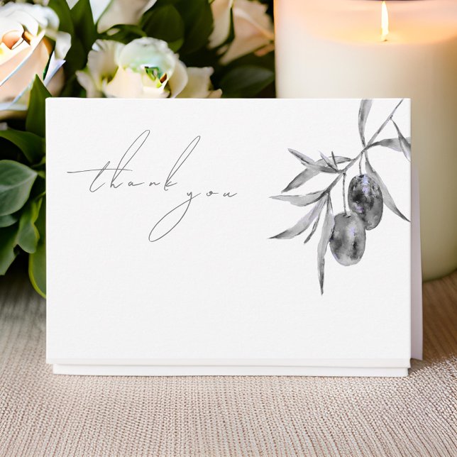 Elegant Watercolor Olive Branch Memorial Thank You Card (Creator Uploaded)