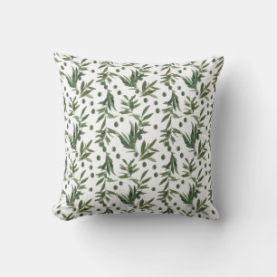 Elegant Watercolor Olive Branch Pattern  Cushion