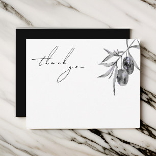 Elegant Watercolor Olive Branch Thank You Card