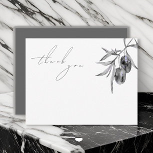 Elegant Watercolor Olive Branch Thank You Card