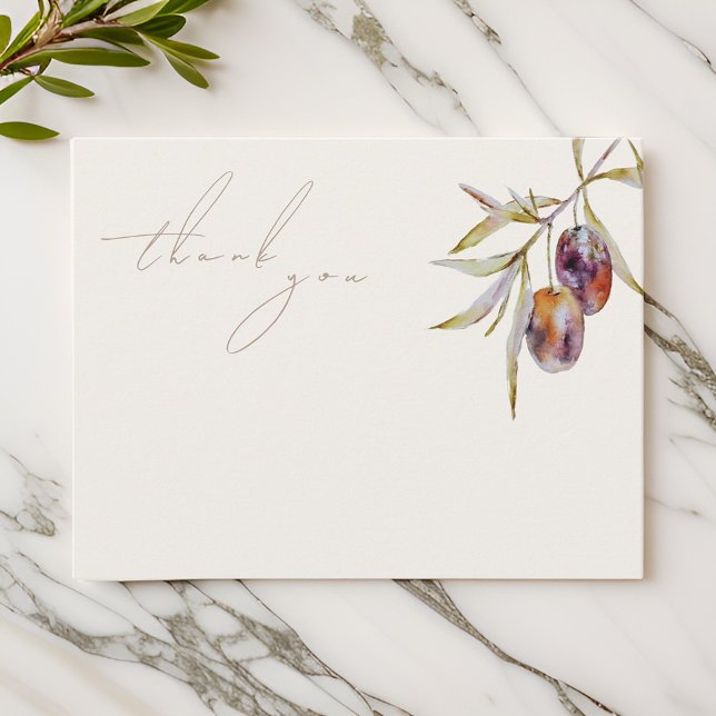 Elegant Watercolor Olive Branch Thank You Card (Creator Uploaded)