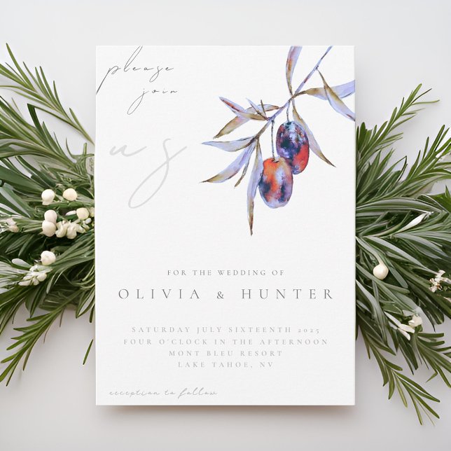 Elegant Watercolor Olive Branch Wedding Invitation (Creator Uploaded)