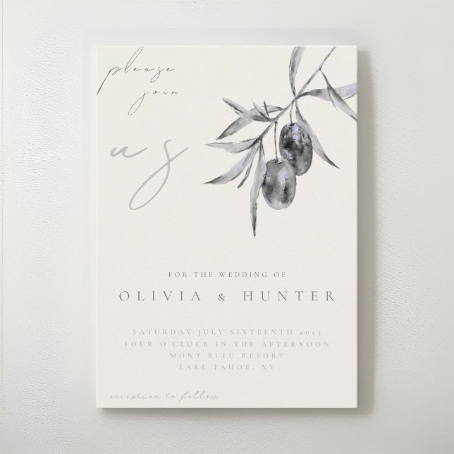 Elegant Watercolor Olive Branch Wedding Invitation (Creator Uploaded)