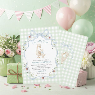 Elegant  Watercolor One 1st Birthday silly goose B Invitation