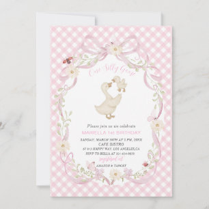 Elegant Watercolor One 1st Birthday silly goose G Invitation