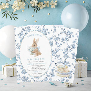 Elegant  Watercolor One 1st Birthday some bunny Gi Invitation