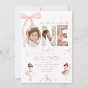Elegant  Watercolor One 1st Birthday tutu cute Gir Invitation
