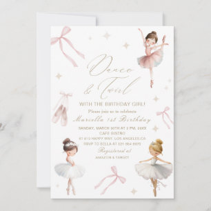 Elegant Watercolor One 1st Birthday tutu cute Gir Invitation