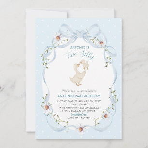 Elegant Watercolor One 2nd Birthday silly goose B Invitation