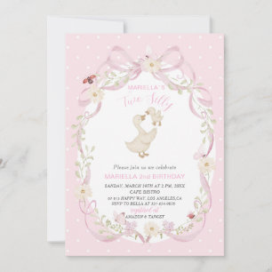 Elegant Watercolor One 2nd Birthday silly goose B Invitation