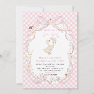 Elegant Watercolor One 2nd Birthday silly goose B Invitation