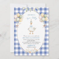 Elegant Watercolor One 2nd Birthday silly goose B