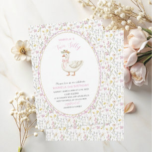 Elegant Watercolor One 2nd Birthday silly goose B Invitation