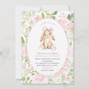 Elegant Watercolor One 2nd Birthday some bunny gi Invitation