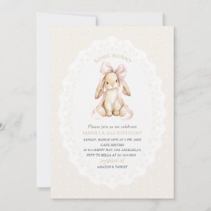 Elegant  Watercolor One 2nd Birthday some bunny gi Invitation
