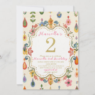Elegant Watercolor One 2nd Birthday WhimsyFolk Ar Invitation