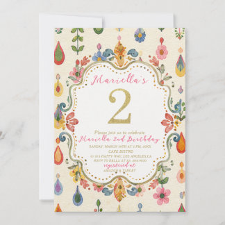 Elegant Watercolor One 2nd Birthday WhimsyFolk Ar Invitation