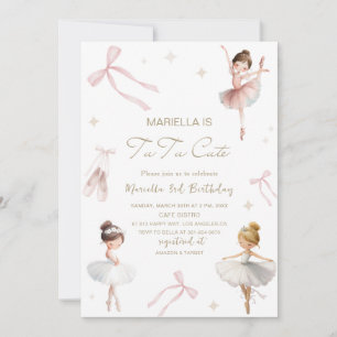 Elegant  Watercolor One 3rd Birthday tutu cute Gir Invitation