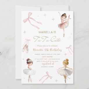 Elegant  Watercolor One 5th Birthday tutu cute Gir Invitation