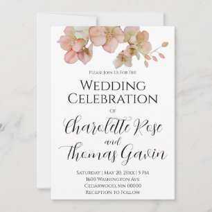 Elegant watercolor orange floral calligraphy invitation